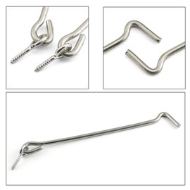 PZRT 2pcs 8Inch Window Lock Hook & Eye Door Latch Stainless Steel Cabin Hook with Screw Eye Pins