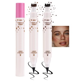Erinde Lápiz Delineador de Ojos Para Pecas, Lápiz Para Ojos y Pecas 2 en 1, Resistente al Agua y de Larga Duración, Para Crear Fácilmente un Efecto Natural y Realista de Pecas,#01+#03