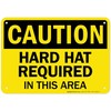 Caution Hard Hat Area Sign, 10x7 Inches, Rust Free .040