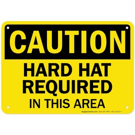 Caution Hard Hat Area Sign, 10x7 Inches, Rust Free .040 Aluminum, Fade Resistant, Made in USA by My Sign Center