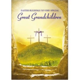 Great Grandchildren Religious Easter Card - Christian Easter Card - A5 Size with Envelope
