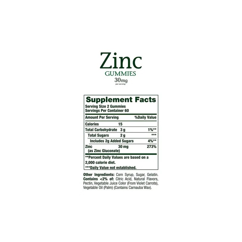 Nature's Bounty Zinc 30mg 70 gomitas sabor bayas mixtas alta