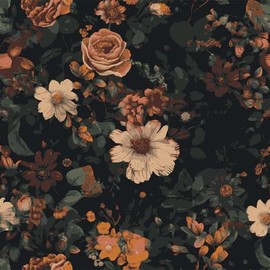 VEELIKE Retro Dark Floral Peel and Stick Wallpaper Vintage Floral Wallpaper for Bedroom Bathroom 17.7''x118'' Moody Flower Wallpapers Self Adhesive Removable Botanical Contact Paper for Cabinets Walls