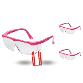 Gebol - Safety Kids Safety Glasses for Children Comfortable to Wear Due to Lightweight Design and Adjustable Temples Scratch Resistant Pack of 2 Universal Size Pink