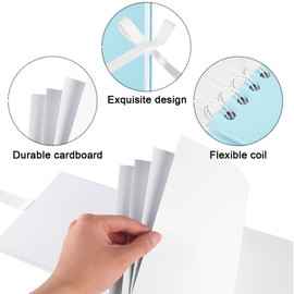 Vienrose Fotoalbum zum Selbstgestalten und Einkleben 21,5 x 15 cm, DIY Scrapbook Album mit 40 weißen Seiten, Spiralalbum für Baby, Hochzeit und Geburtstag, Hellblau