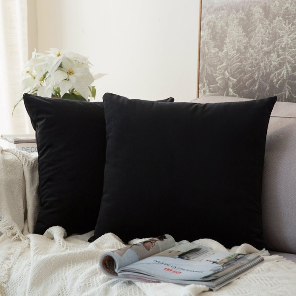 MIULEE Pack of 2, Velvet Soft Solid Decorative Square Throw