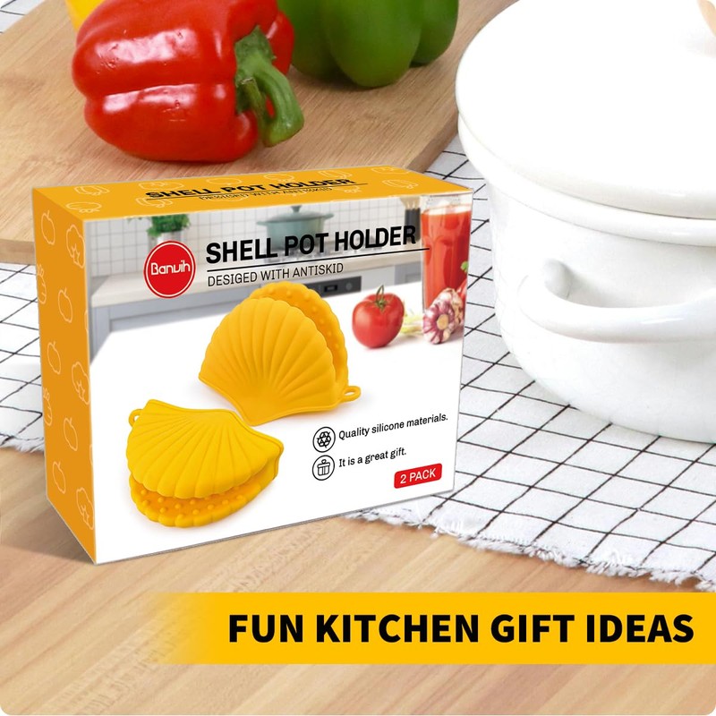 Silicone Shell Pot Holders - Cute Kitchen Gadgets for Funny