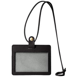 BlissLeather (Tochigi Leather Made in Japan) Luxury Genuine Leather Pass Case with Neck Strap Made in Japan, black_1