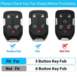 OLLEN 5-Button TPU Key Fob Cover, Fit for GMC Acadia 2017-2025, for Terrain 2018-2025, Fit for Sierra 2019-2025, for Chevy Silverado 2019-2022, Full Protection Soft TPU Key Case, with Keychain, Red