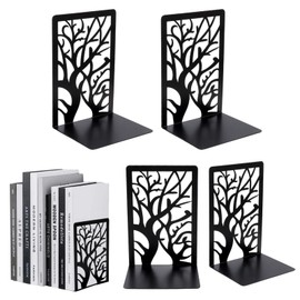 Book Ends for Shelves, Metal Bookends, Heavy Duty Book Stopper, Black L-Shaped Bookend, Ideal for Home Office School Library (2 Pair)