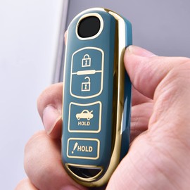 ELOHEI for Mazda Key Fob Cover Case, Compatible with Mazda 3 6 8 Miata MX5 CX3 CX4 CX5 CX7 CX9 Premium Soft TPU 360 Degree Full Protection Key Shell(Blue (4 Button))