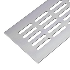 Gedotec Ventilation grille square made of aluminium, 1 piece exhaust grille silver anodised 800 x 80 mm, door grille aluminium for indoor and outdoor use, ventilation grille square for screwing on,