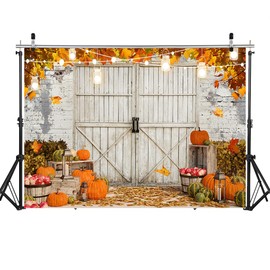 WOLADA Fall Backdrops for Photoshoot Autumn Backdrops for Photography White Barn Door Backdrop 7x5FT FW122