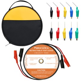 Makeronics 2 Wires 30FT 18AWG Retractable Test Leads with Cable Bag Dual Ended Electrical Alligator Clips Test Probe Lead Wire Cables for Circuit Connection/Electrical Testing and Troubleshooting