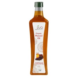 Jiva Organics Organic Mustard Oil 1 Liter Bottle (33.8 Ounce) - Non-GMO, Premium, Cold Pressed