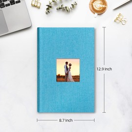 Mublalbum Photo Album 4x6 300 Photos Linen Cover with Memo Areas Photobook Pictures Book for Wedding Family Baby Vacation (Blue)