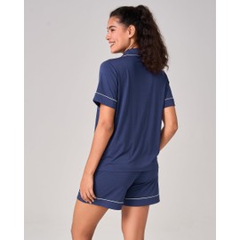 BAMBOO COOL Women's Pajama Sets Lounge Set Button Down Sleepwear with Shorts Sleeve Pj Set For Ladies