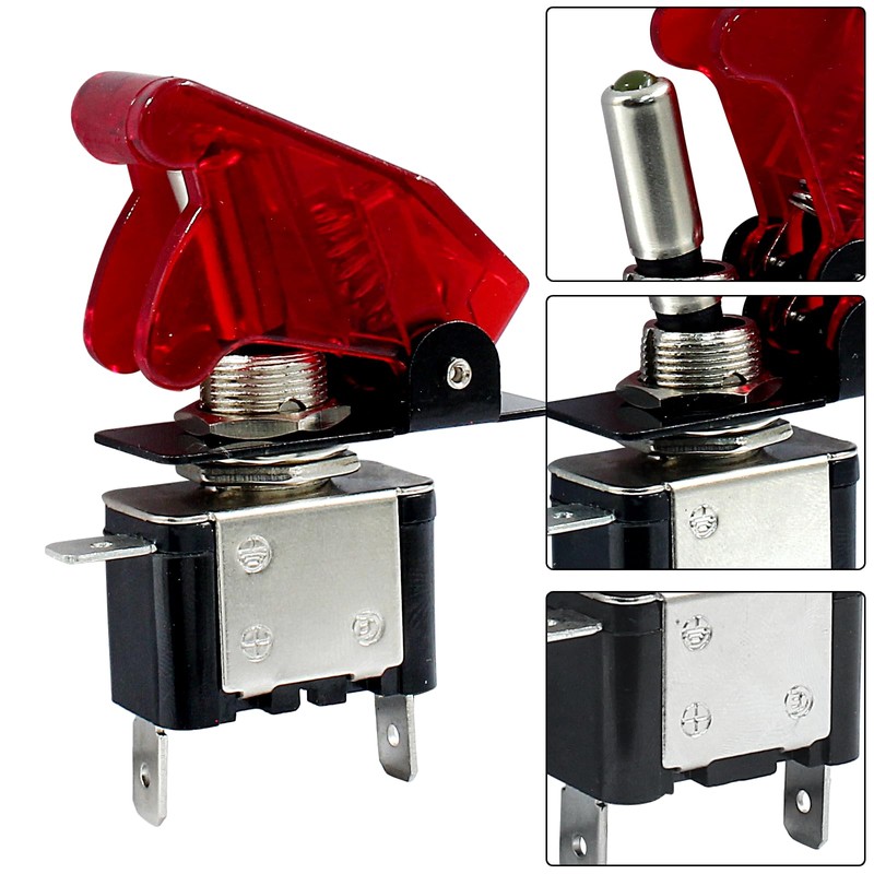 Coufce Red LED Lighted Toggle Switch 12V 20A Waterproof Safety