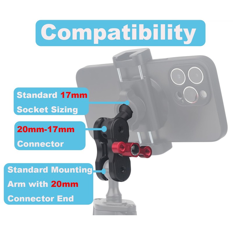 Rigdance Aluminum 20mm Double Socket Arm 2.36" with 17mm Ball