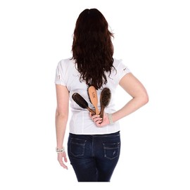 Luqx Special Pure Boar Bristle Hair Brush – Extra Light – 8 Rows Red Brown Pear Wood Massage the scalp ✓ Cleanses the hair | Auskämm Brush – Natural haar| Natural Hair Brush with Pure Natural Bristles Long Wooden Hair Brush for Short, Medium & Long Hair