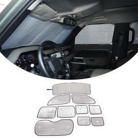 Full Window Sunshades Compatible with L@nd Rover Defender 110 2020-2024 Accessories, Windshield Sun Shade Side Rear Window Shade Cover Sun Visor Shield UV Rays Privacy Protection 10PCS