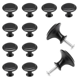 Hocansen Pack of 12 Furniture Knobs Door Handles Antique Small Round Handle Drawer Handles with Screws Vintage Cabinet Knobs for Chest of Drawers Drawer Cabinet (27 mm/Black)
