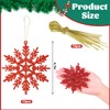 DERAYEE Christmas Decoration Snowflake Hanging Red Pack of 12 Snowflakes