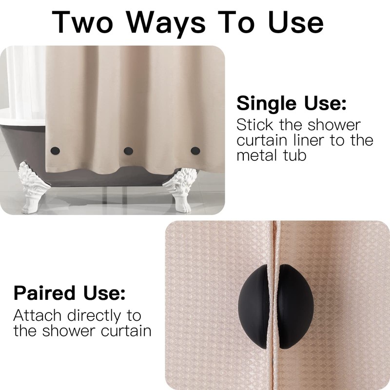 Shower Curtain Weights, Silicone Encased Strong Shower Curtain Magnets, No