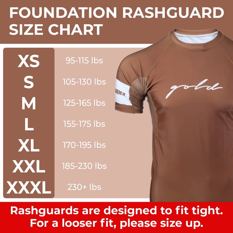 Gold BJJ Foundation Rash Guard - Ranked No-Gi and Gi