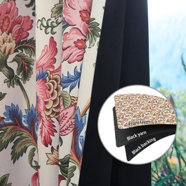 NAEMBCU Blackout Curtains 84 Inchs Length 2 Panels, (85% Light Blocking, Thermal Insulated, Room Darkening), Vintage Floral Print Drapes for Bedroom Living Room Farmhouse Decor, Pink and Blue