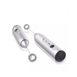 Unbranded Silver USB Charging Low Noise Milk Frother Handheld Mini Mixer for Eggs & Milk
