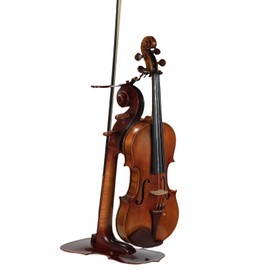 YWYLL Solid Wood Violin Stand with Bow Holder - No Assembly Needed, Heavy-Duty 4/4 Size Display, Handcrafted Cut-Out Design for Home/Studio/Stage