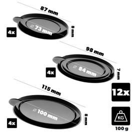 KADAX BPA-Free Plastic Can Lids, Set of 12 in 3 Sizes (73 mm, 84 mm, 100 mm), Reusable Lids for Cans, Can Stoppers for Cans