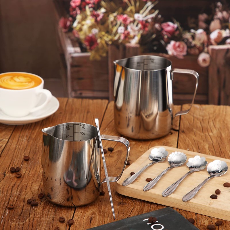 Irenare 2 Pcs Milk Frothing Pitcher 12 Oz and 20