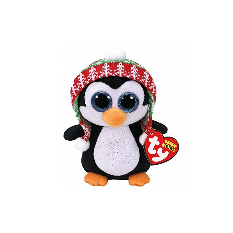 TY 37239 Penguin Xmas 2017 Penelope-Pinguin Plüsch, 15 cm, Weiß/Schwarz