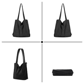 LassZone Thicken Corduroy Tote Bags for Women Girls Large Capacity Handbag Shoulder Bags Ladies Casual Hobo Bag with Zipper for College School Work Travel Shopping