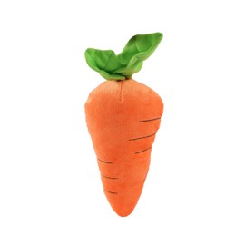 Petlou Durable Plush Dog and Cat Toys with Multi-Squeaks and Crinkle Paper. (Orange, 8-Inch Carrot)