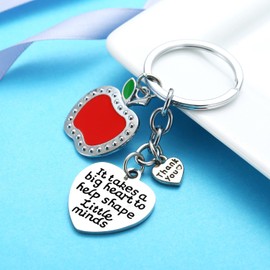 Teacher Appreciation Gift It Takes A Big Heart To Help Shape Little Minds Heart Charms Keychain