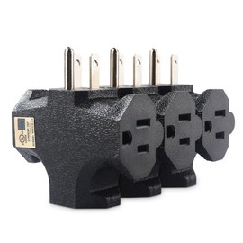 [UL Listed] Cable Matters 3-Pack 3 Way Plug Adapter 15A 1875W in Black (3 Prong 3 Outlet Adapter, Power Splitter Plug Outlet, Multi Plug Outlet, Outlet Extender)