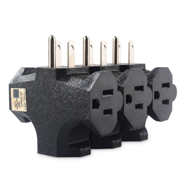 [UL Listed] Cable Matters 3-Pack 3 Way Plug Adapter 15A