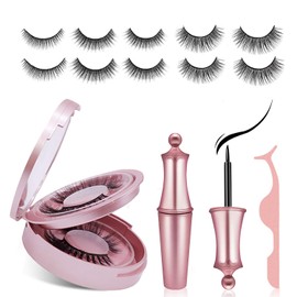 Pestañas Postizas Magneticas,5 Pares Pestañas Postizas Naturales 3D Con Delineador Magnético Y Pinza,Kit De Pestañas Magnéticas Reusables Y Impermeables Con Espejo,No Necesita Pegamento