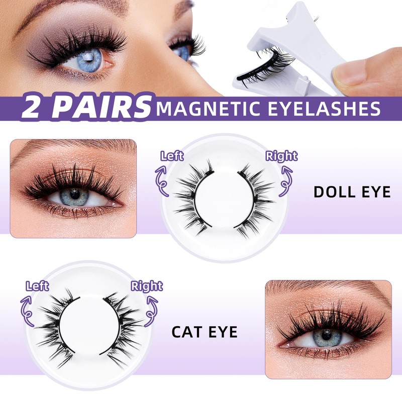 B&Qaugen Reusable Magnetic Lashes Magnetic Eyelashes Natural Look False Eyelashes