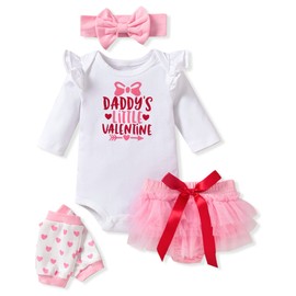 fioukiay Preemie Baby Girls Valentine's Clothes Outfits Infant Valentine's Bodysuit Shorts Clothing Sets (Pink, Preemie)