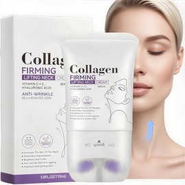 Crema para el cuello apretado, masaje con rodillos, crema hidratante para el cuello, reducción de arrugas, cuello apretado y barbilla (110 ml)