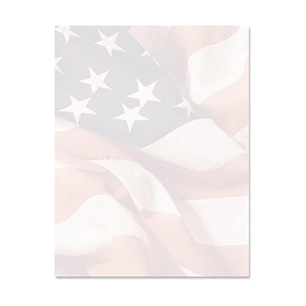 PaperDirect, Salute U.S. Flag Border Papers, Stationery, Set of 25
