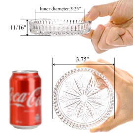 Yesland 8 Pack Crystal Coasters Tea Bag Coaster - 3.75 Inch Snowflake Glass Coasters Barware - Clear Drink Coasters for Home, Office, Kitchen, Bar, Dining Room, Living Room, Patio