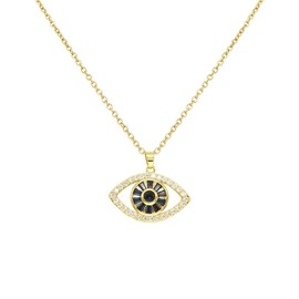 Sonateomber Gold Evil Eye Necklace for Women - Simple Cute Black Crystal Rhinestone Turkish Third Eye Pendant Protection Necklaces Jewelry Gifts
