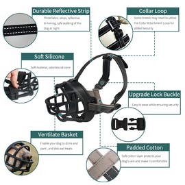 Dog Muzzle, Silicone Basket Muzzle for Small Medium Large Dogs, Soft Cage Muzzle Prevent Biting Chewing, Allow Drinking Panting, Suitable for German Shepherd