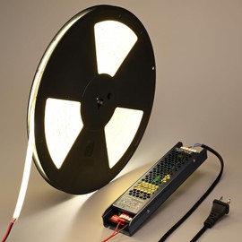 BENLUN 48V COB LED Strip Light Outdoor 65.6ft Kit, 4000K Natural White Outside Waterproof LED Tape Lights Cuttable 8W/M CRI 92 with Power Supply for Bedroom Ceiling Living Room House