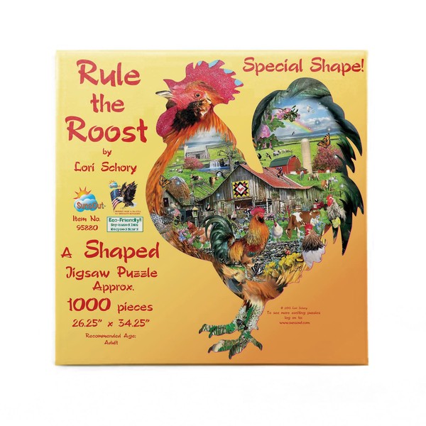 SUNSOUT INC - Rule The Roost - 1000 pc Special Shape Jigsaw Puzzle by Artist: Lori Schory - Finished Size 26.25" x 34.25" - MPN# 95880